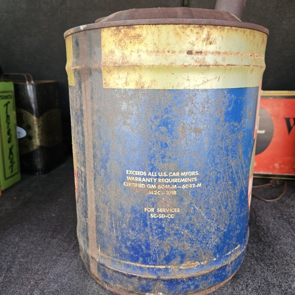 Vintage Old Unico 12 M Multi Grade Motor Oil Gallon Metal Oil Gas Can 5 Gallon - Picture 5 of 13